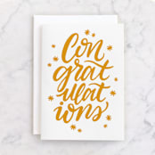 "Shimmer Congrats" - Single Greeting Cards in Gold by Snow and Ivy - Front