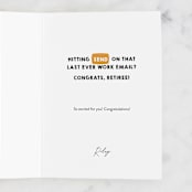 "Hit Send Retirement" - Single Greeting Cards in Tangerine by Shannon Kohn - Customizable Interior Example