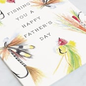"Father On The Fly" - Single Greeting Cards in Aqua by Lagniappe Paper - Close-Up