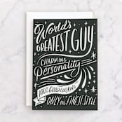 "Greatest Guy" - Single Greeting Cards in Slate by Hannah Williams - Front