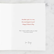 "Greatest Dad, Consecutive Winner" - Single Greeting Cards in Ochre by Ana Peake - Customizable Interior Example