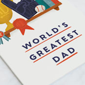 "Greatest Dad, Consecutive Winner" - Single Greeting Cards in Ochre by Ana Peake - Close-Up