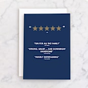 "Reviewed" - Single Greeting Cards in Navy by Emma Perry - Front