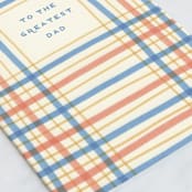 "Vintage Sketched Plaid" - Single Greeting Cards in Sunny by Katharine Watson - Close-Up