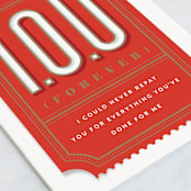 "I.O.U." - Single Greeting Cards in Ruby by Robert and Stella - Close-Up