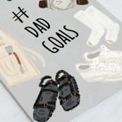 "# Dad Goals" - Single Greeting Cards in Slate by Shiny Penny Studio - Close-Up