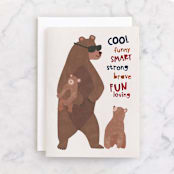 "Beary Best Dad" - Single Greeting Cards in Fawn by Kamala Nahas - Front