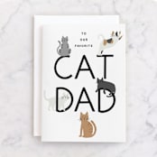 "Cat Dad" - Single Greeting Cards in Midnight by Kelly Watkins - Front