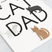 "Cat Dad" - Single Greeting Cards in Midnight by Kelly Watkins - Close-Up