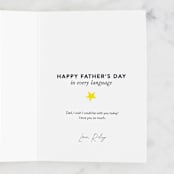 "Dad in every language" - Single Greeting Cards in Navy by Lauren Richel Kelly - Customizable Interior Example