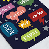 "Dad in every language" - Single Greeting Cards in Navy by Lauren Richel Kelly - Close-Up