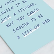 "Step Up Dad" - Single Greeting Cards in Aqua by Shannon Kohn - Close-Up