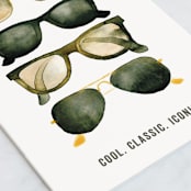 "Ray Bans" - Single Greeting Cards in Ochre by Kelsey McNatt - Close-Up