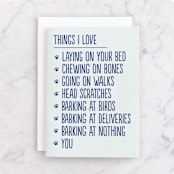 "Dog Loves" - Single Greeting Cards in Navy by Amy Payne - Front