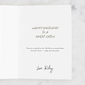 "Hooked on You" - Single Greeting Cards in Taupe by Townsend Majors - Customizable Interior Example