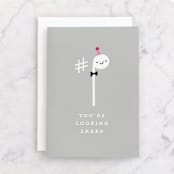 "Sharp" - Single Greeting Cards in Slate by Lori Wemple - Front