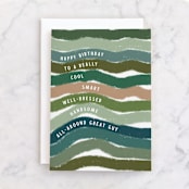 "Bold Stripes" - Single Greeting Cards in Sage by Kelly Watkins - Front
