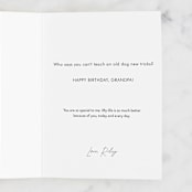"Old Dog New Tricks" - Single Greeting Cards in Balloon by Meredith Ann - Customizable Interior Example