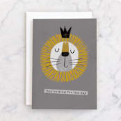 "King for the day" - Single Greeting Cards in Slate by Farinaz Vaseghi - Front