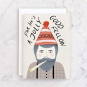 "Jolly good fellow" - Single Greeting Cards in Cream by Maja Cunningham - Front