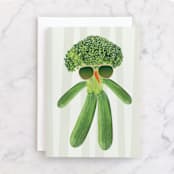 "Broccoli Fart" - Single Greeting Cards in Broccoli by Kamala Nahas - Front