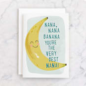 "nana nana banana" - Single Greeting Cards in Banana by Karidy Walker - Front