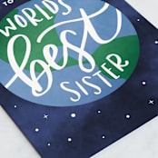 "World's Best Sister" - Single Greeting Cards in Midnight by Jen Banks - Close-Up