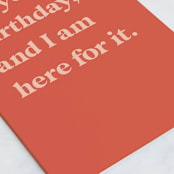 "Here for it" - Single Greeting Cards in Papaya by Lea Delaveris - Close-Up