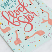 "Flock Star" - Single Greeting Cards in Aqua by Cindy Reynolds - Close-Up