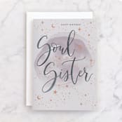 "Soul Sister" - Single Greeting Cards in Lavender by Ink Moth Creative - Front