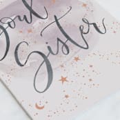 "Soul Sister" - Single Greeting Cards in Lavender by Ink Moth Creative - Close-Up