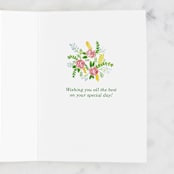 "Floral Birthday Card" - Single Greeting Cards in Sage by Yaling Hou Suzuki - Interior