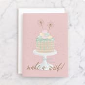 "Macaron Cake" - Single Greeting Cards in Blush by Ana Sharpe - Front