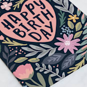 "Heart and Floral" - Single Greeting Cards in Gold by Hooray Creative - Close-Up