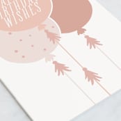 "Glitter Balloons" - Single Greeting Cards in Baby Pink by Angela Thompson - Close-Up
