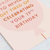 "29 Forever" - Single Greeting Cards in Blush by Shari Margolin - Close-Up
