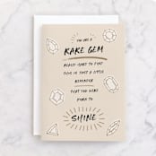"rare gem" - Single Greeting Cards in Cream by Pati Cascino - Front