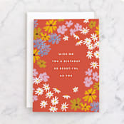 "Wildflowers" - Single Greeting Cards in Nectarine by Olivia Kanaley Inman - Front