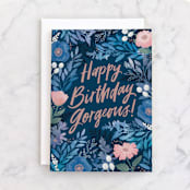 "Gorgeous Blooms" - Single Greeting Cards in Royal Blue by Hooray Creative - Front