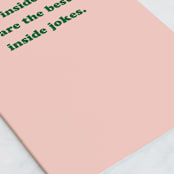 "Inside jokes" - Single Greeting Cards in Peach by Lissabeth Anglin - Close-Up