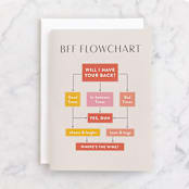 "BFF Flowchart" - Single Greeting Cards in Blush by Shannon Kohn - Front
