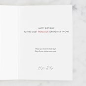 "Fabulous Grandma Birthday" - Single Greeting Cards in Sunflower by Meredith Ann - Customizable Interior Example