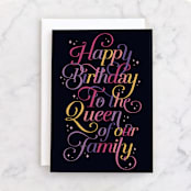 "Queen Mom" - Single Greeting Cards in Midnight by Maria Alou - Front