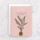 "Plant puns" - Single Greeting Cards in Blush by Creo Study - Front
