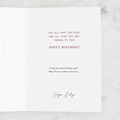 "All That You Are" - Single Greeting Cards in Plum by Christine Llewellyn - Customizable Interior Example