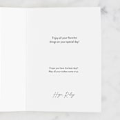"Treat Yo'self" - Single Greeting Cards in Caramel by Marabou Design - Customizable Interior Example