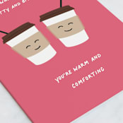 "Coffee Birthday" - Single Greeting Cards in Cotton Candy by Katherine Moynagh - Close-Up