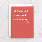 "Wild Reveal" - Single Greeting Cards in Fruit Punch by Catherine Culvenor - Front