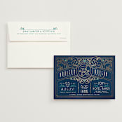 "Ornate Deco" - Wedding Invitations in Goldenrod by GeekInk Design - Invitation with Envelope