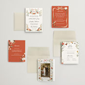 "Fleur" - Wedding Invitations in Verona Sunset by Sarah Knight - Invitation Suite